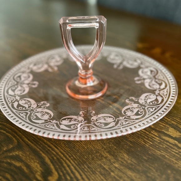Other - Pink Depression Glass - cheese platter